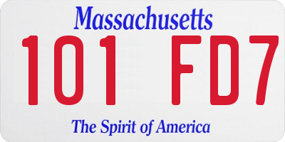 MA license plate 101FD7