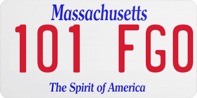 MA license plate 101FG0