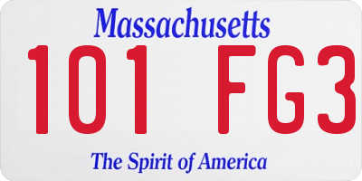 MA license plate 101FG3