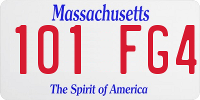 MA license plate 101FG4