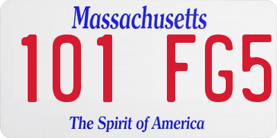 MA license plate 101FG5