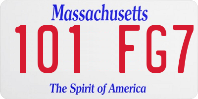 MA license plate 101FG7