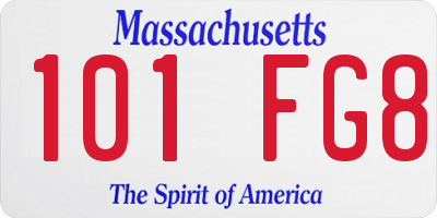 MA license plate 101FG8