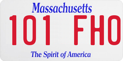 MA license plate 101FH0