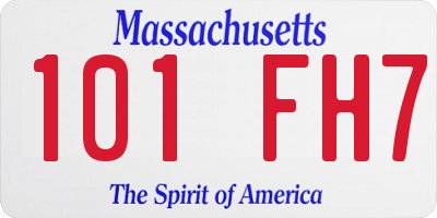 MA license plate 101FH7