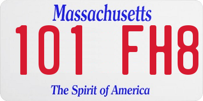 MA license plate 101FH8