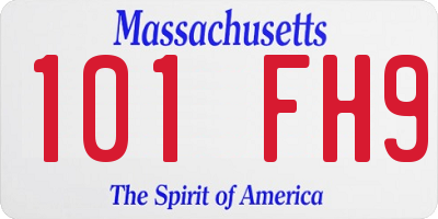 MA license plate 101FH9