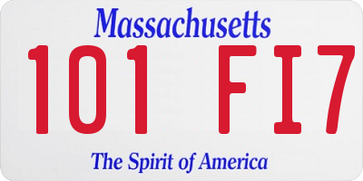 MA license plate 101FI7