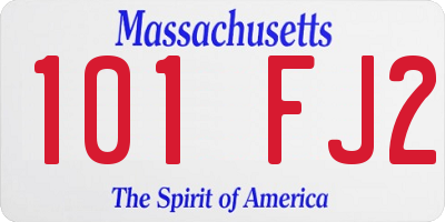 MA license plate 101FJ2