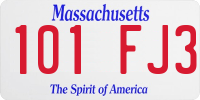 MA license plate 101FJ3