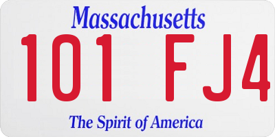 MA license plate 101FJ4