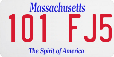 MA license plate 101FJ5