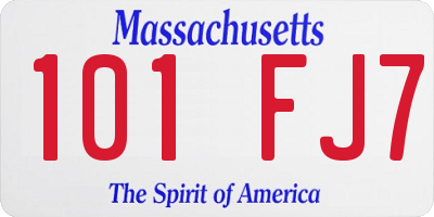 MA license plate 101FJ7