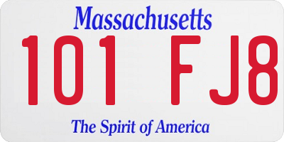 MA license plate 101FJ8