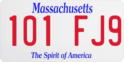 MA license plate 101FJ9