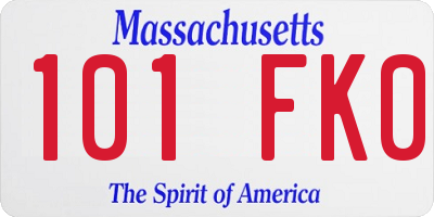 MA license plate 101FK0