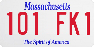 MA license plate 101FK1