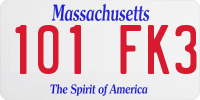 MA license plate 101FK3