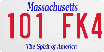 MA license plate 101FK4