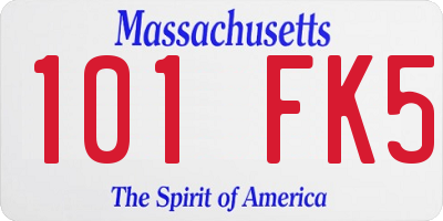 MA license plate 101FK5