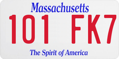 MA license plate 101FK7