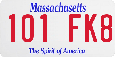 MA license plate 101FK8