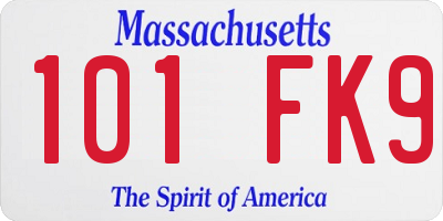 MA license plate 101FK9