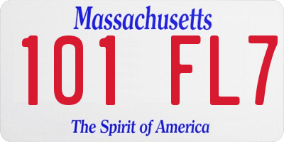 MA license plate 101FL7