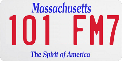 MA license plate 101FM7