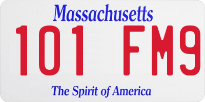 MA license plate 101FM9