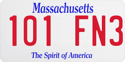 MA license plate 101FN3