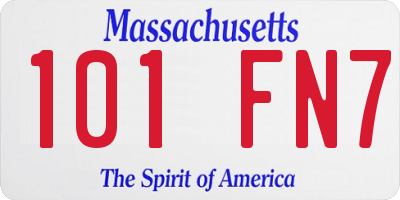 MA license plate 101FN7