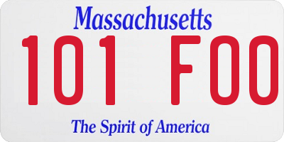 MA license plate 101FO0