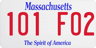 MA license plate 101FO2