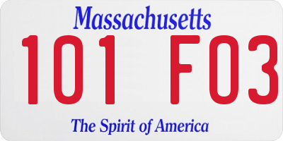 MA license plate 101FO3