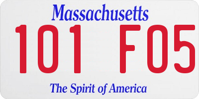 MA license plate 101FO5