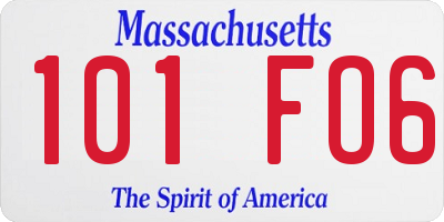 MA license plate 101FO6