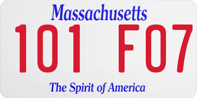 MA license plate 101FO7