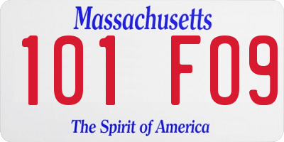 MA license plate 101FO9