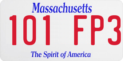 MA license plate 101FP3