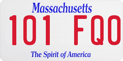 MA license plate 101FQ0