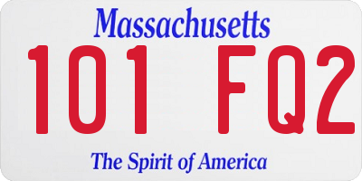 MA license plate 101FQ2