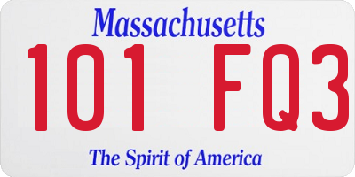 MA license plate 101FQ3