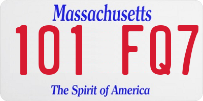 MA license plate 101FQ7