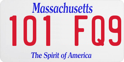 MA license plate 101FQ9