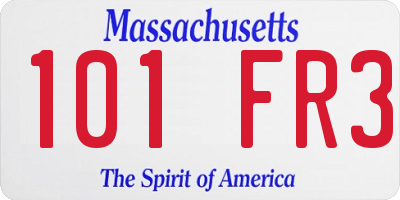 MA license plate 101FR3