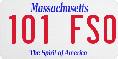 MA license plate 101FS0