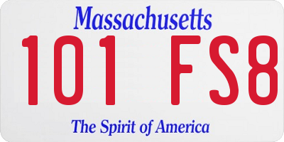 MA license plate 101FS8