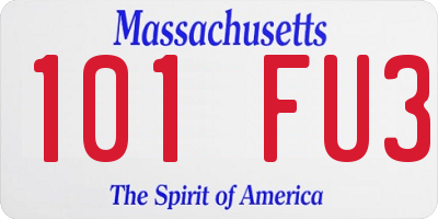 MA license plate 101FU3