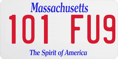 MA license plate 101FU9